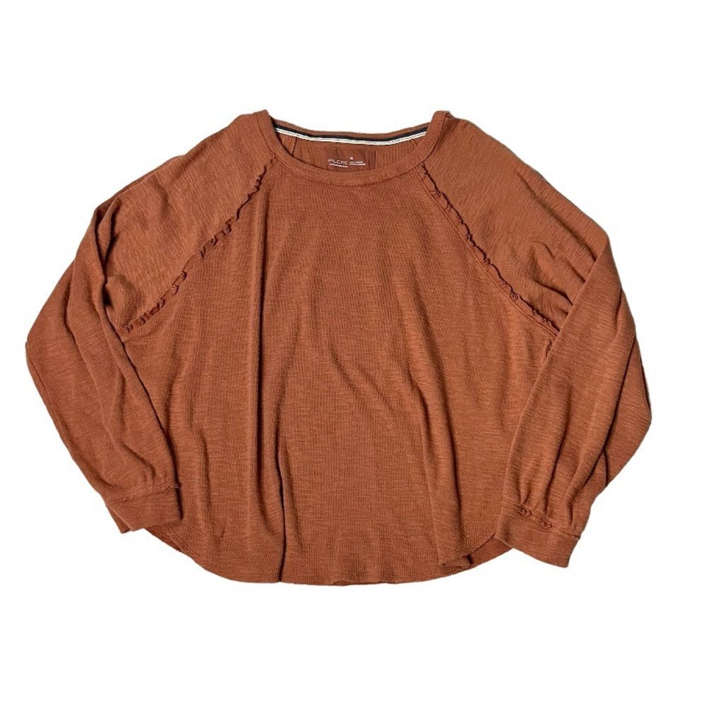 PILCRO Anthropologie Diana Pullover Knit Top Ruffle Detail Rounded Hem Size XL - Picture 4 of 12